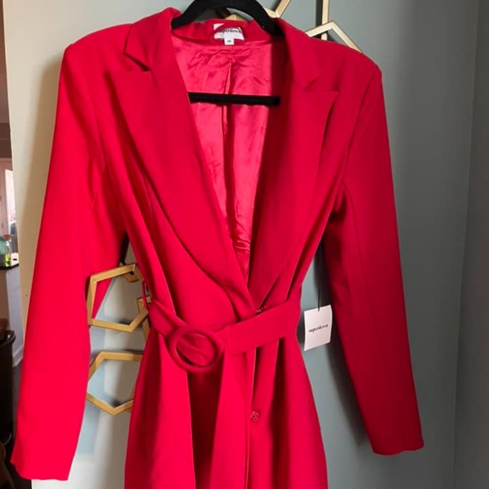 Superdown NWT ‘Joan’ red-belted blazer dress, XS